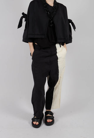 Dual Fabric Trousers in Black and White