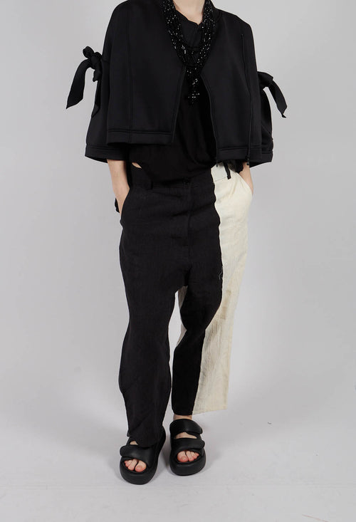 Dual Fabric Trousers in Black and White