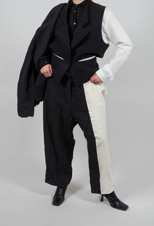 Dual Fabric Trousers in Black and White
