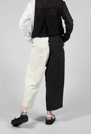 Dual Fabric Trousers in Black and White