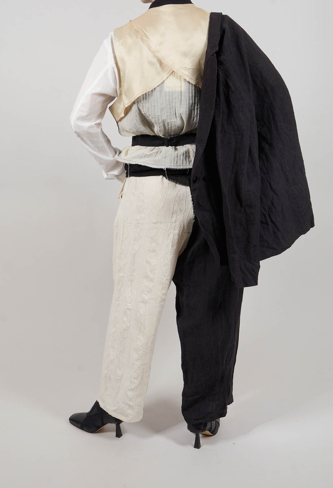 Dual Fabric Trousers in Black and White