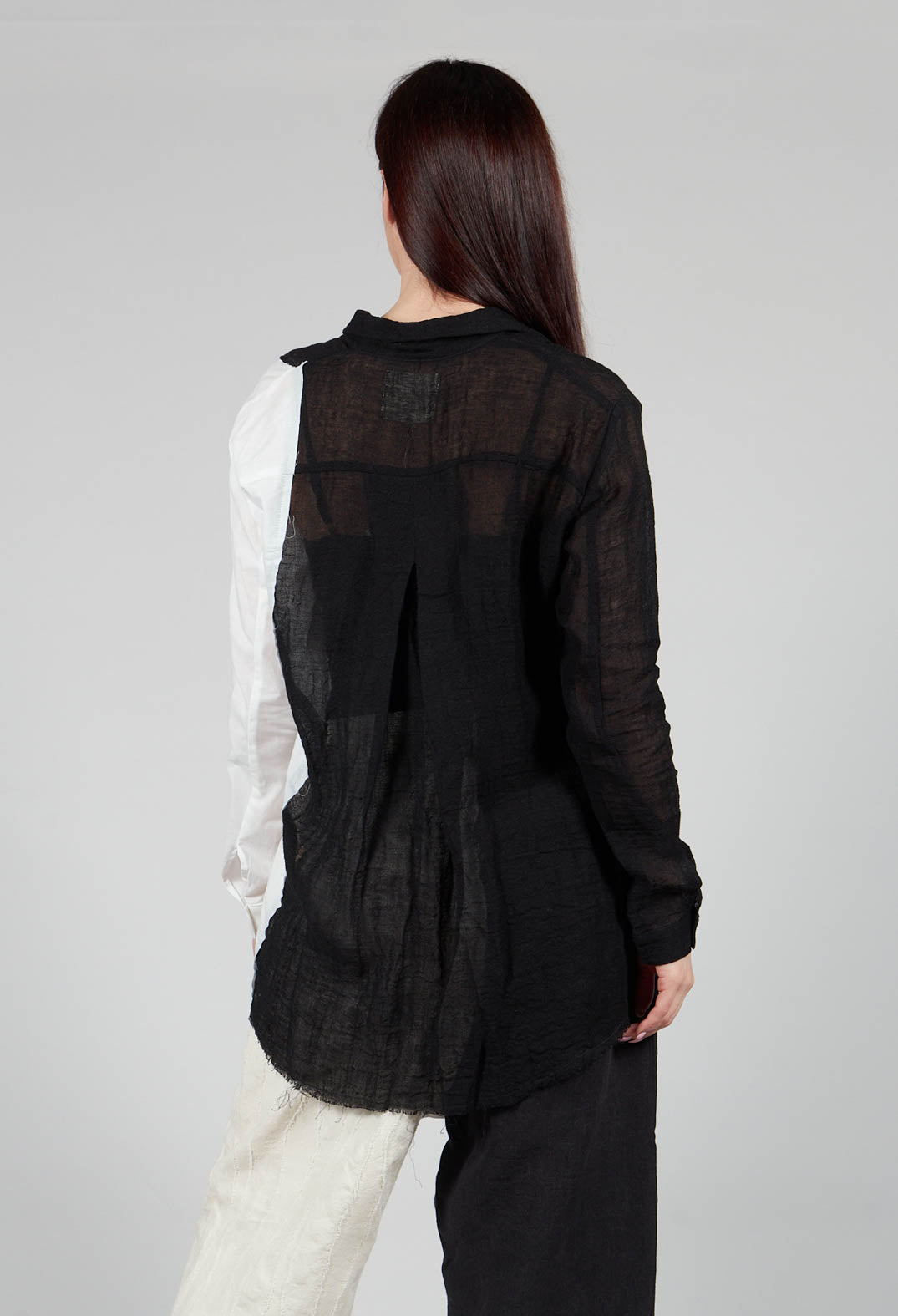 Dual Fabric Shirt in Black and White