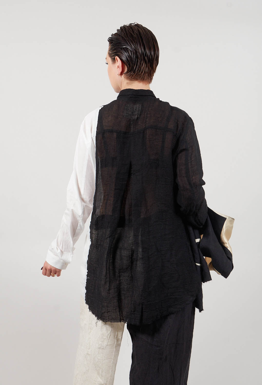 Dual Fabric Shirt in Black and White