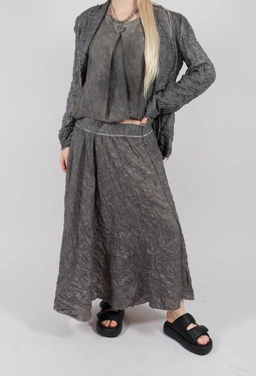Textured Midi Skirt in Grey