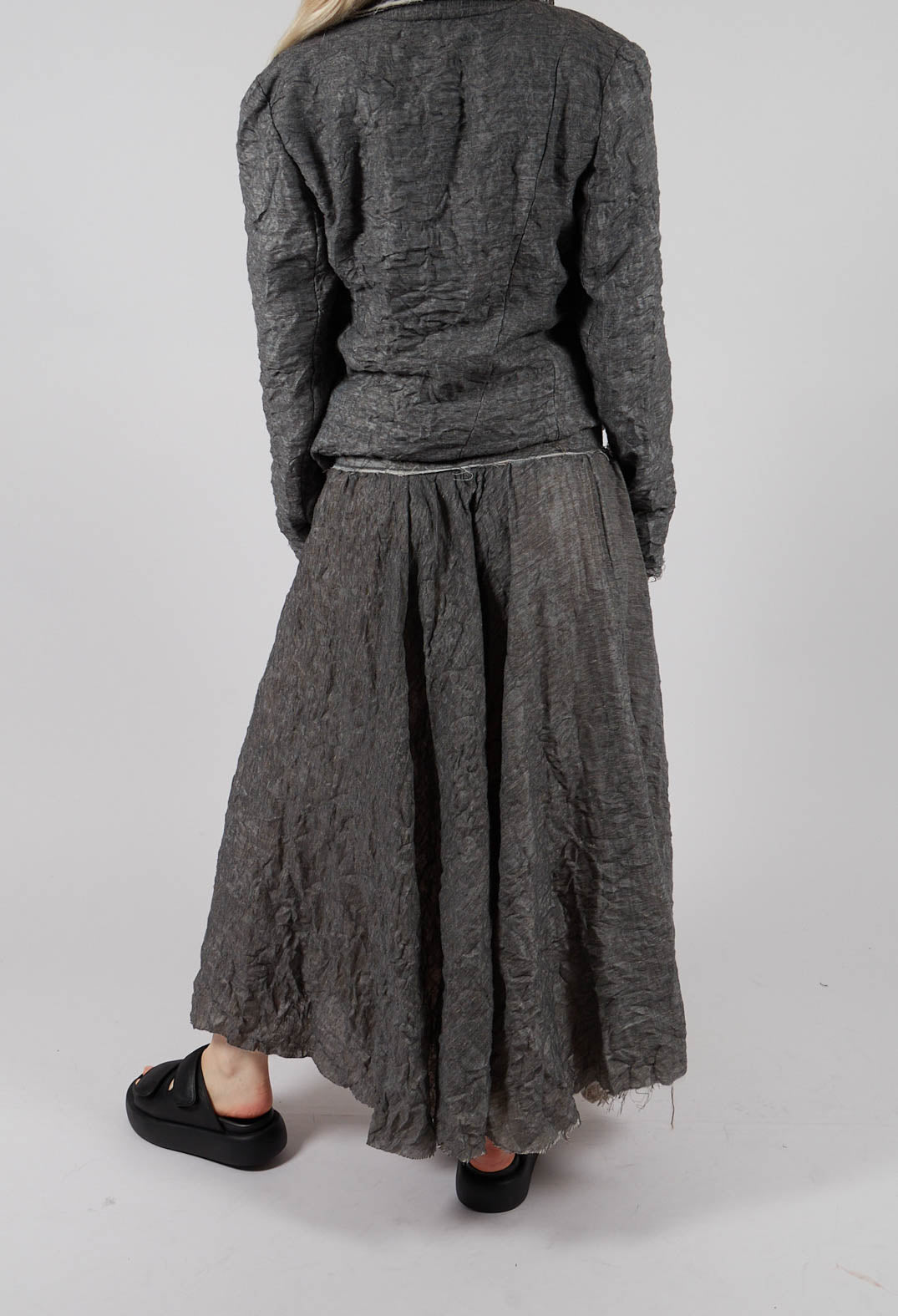 Textured Midi Skirt in Grey