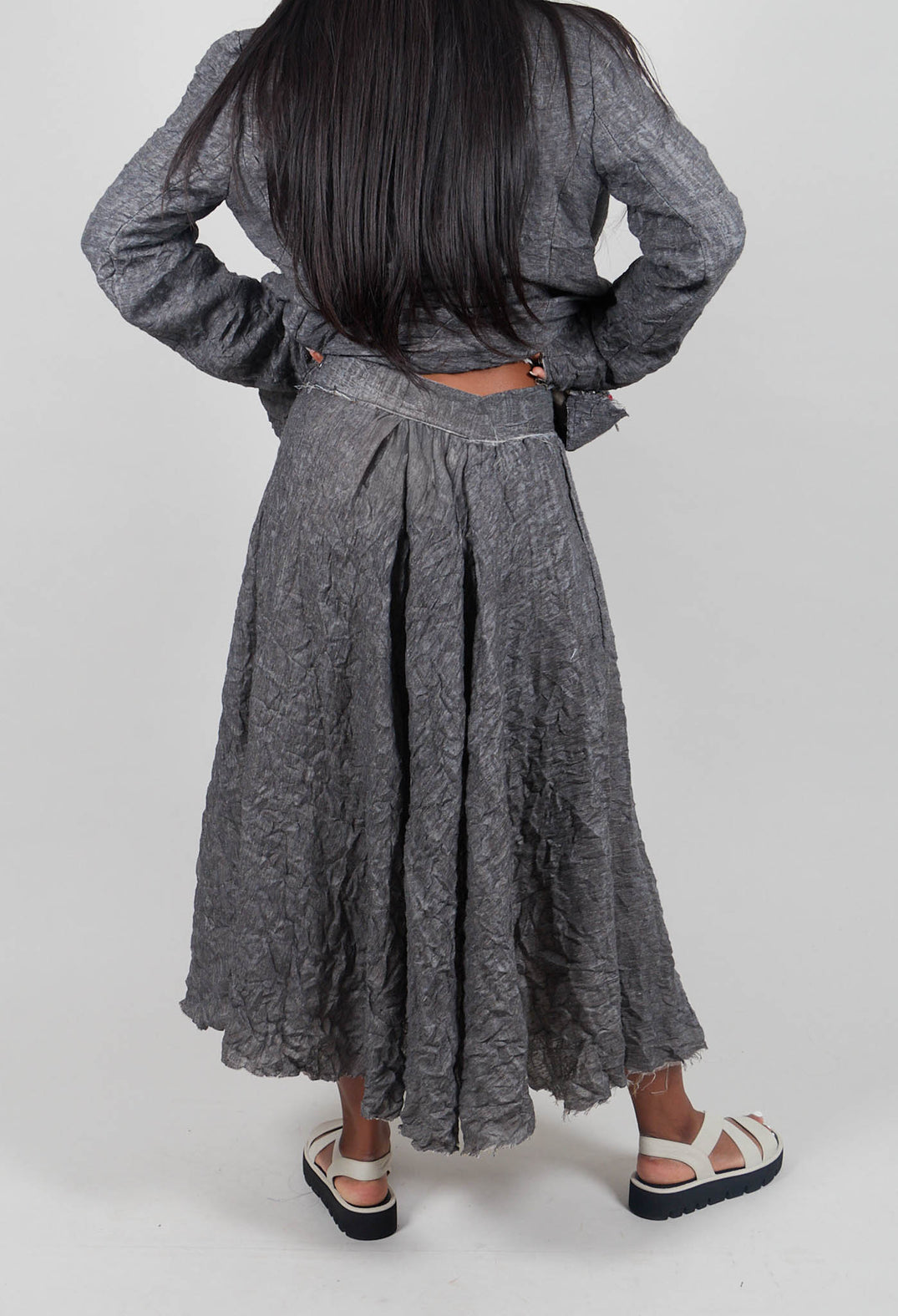 Textured Midi Skirt in Grey
