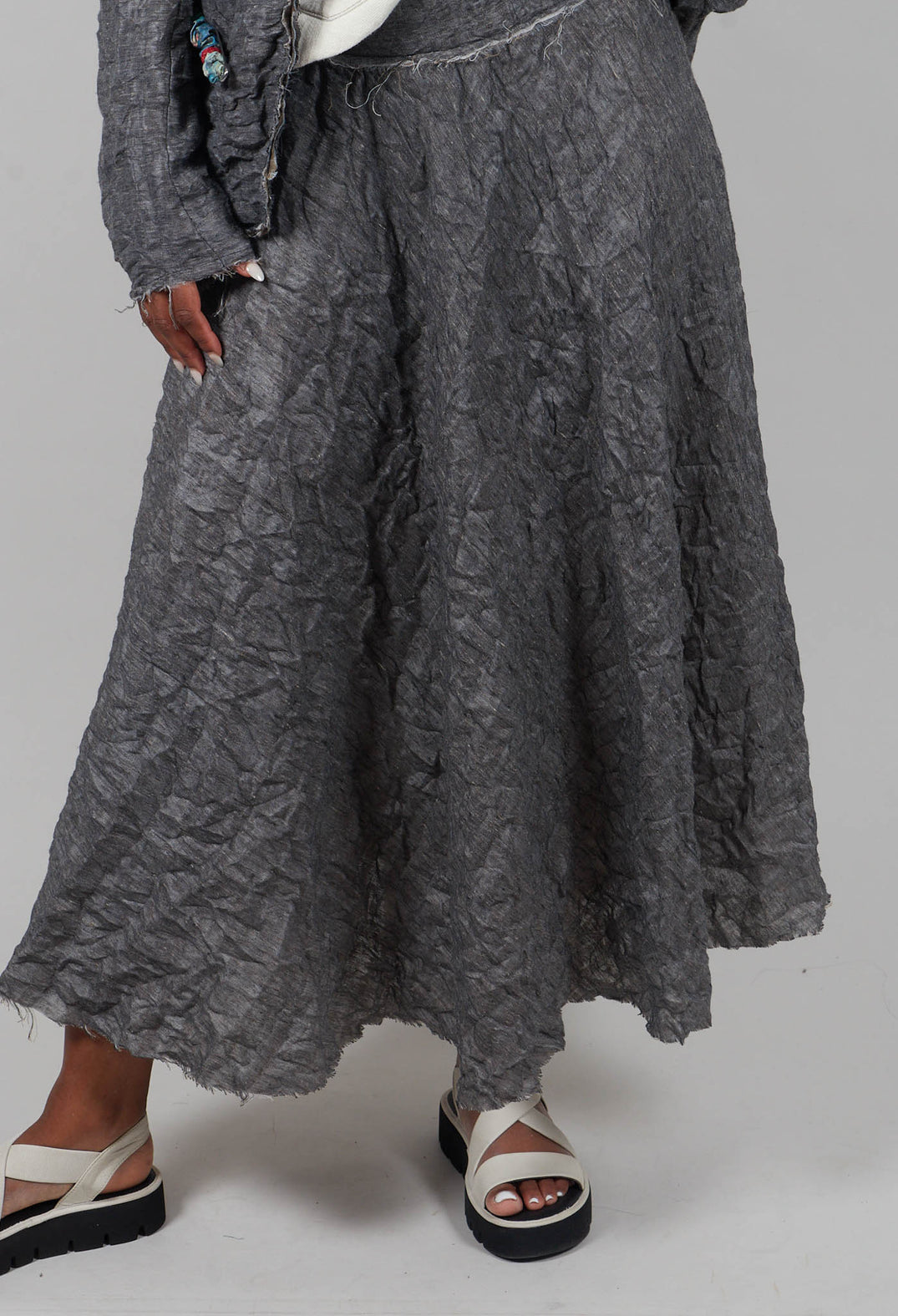 Textured Midi Skirt in Grey