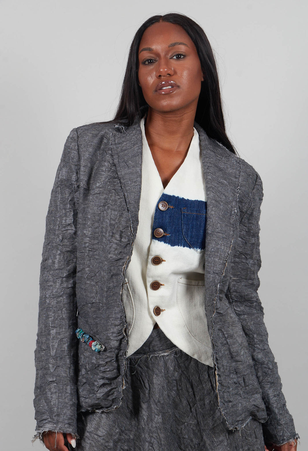Textured Blazer in Grey