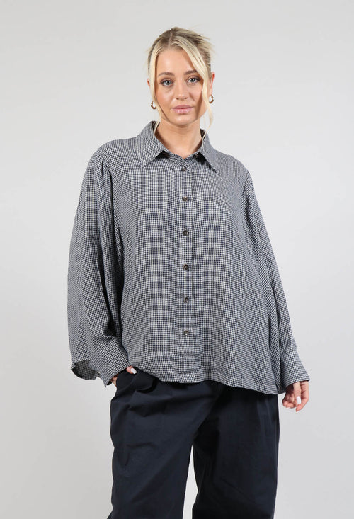 Button Through Shirt in Navy Check