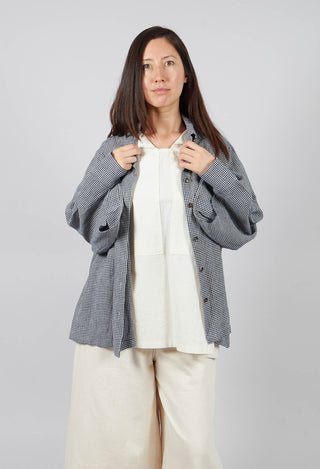 Button Through Shirt in Navy Check