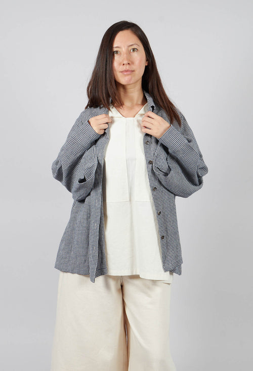 Button Through Shirt in Navy Check