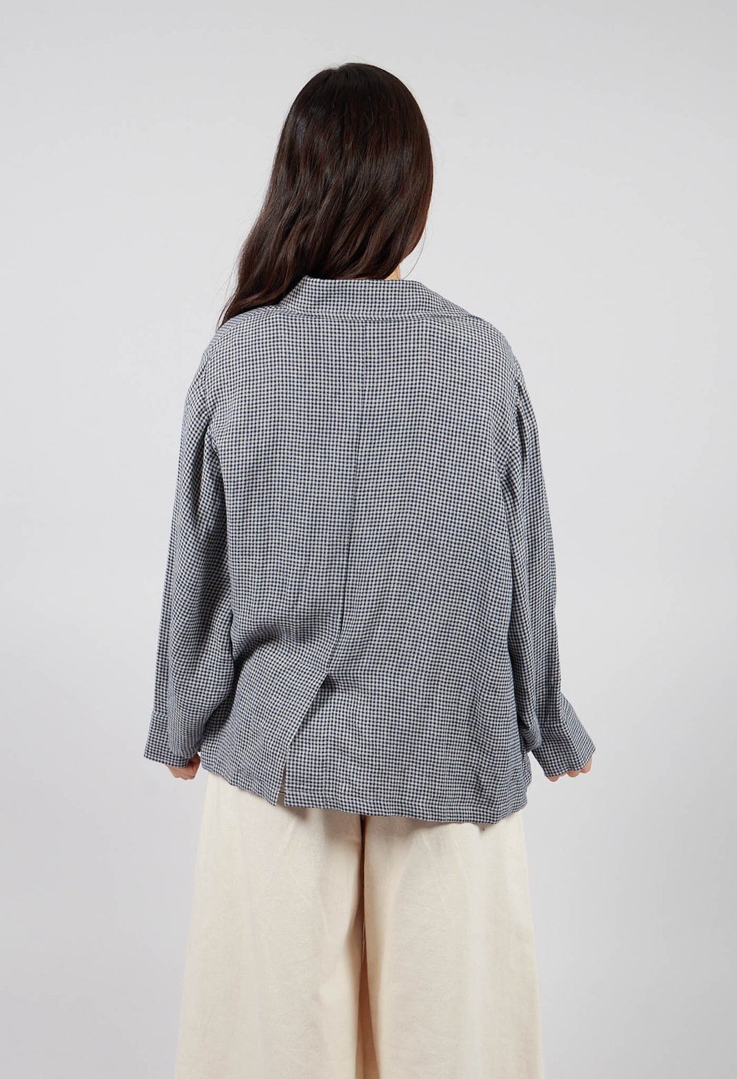 Button Through Shirt in Navy Check
