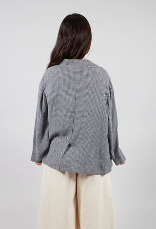 Button Through Shirt in Navy Check