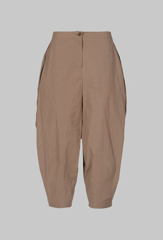 Wide Leg Cropped Trousers in Brown