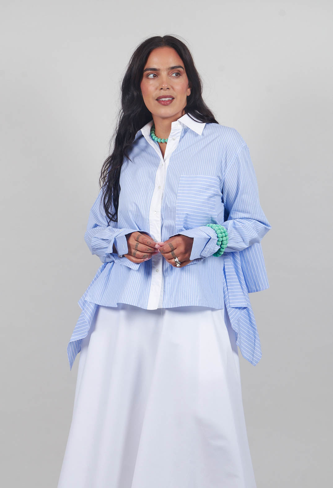 Pinstripe Shirt Ragno in Celeste