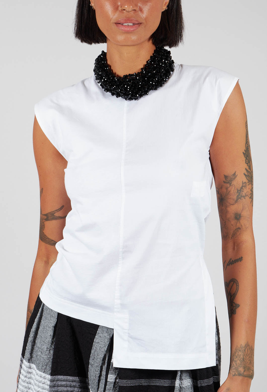 Sleeveless Jersey Top Quinotauro in Bianco