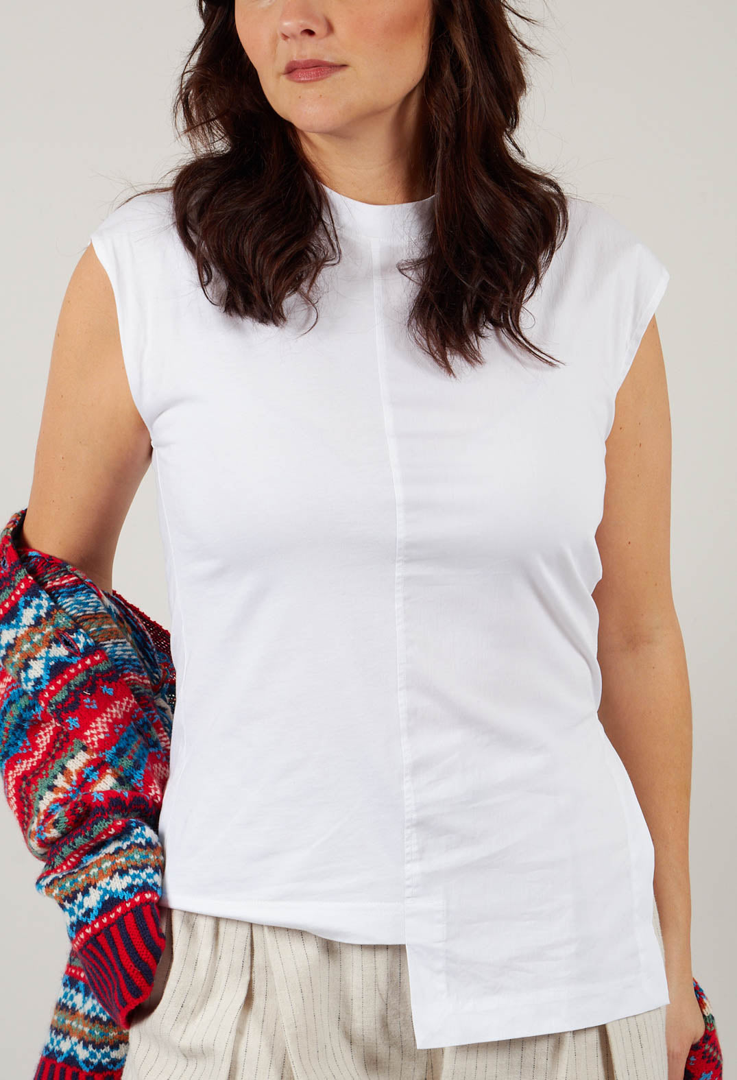 Sleeveless Jersey Top Quinotauro in Bianco