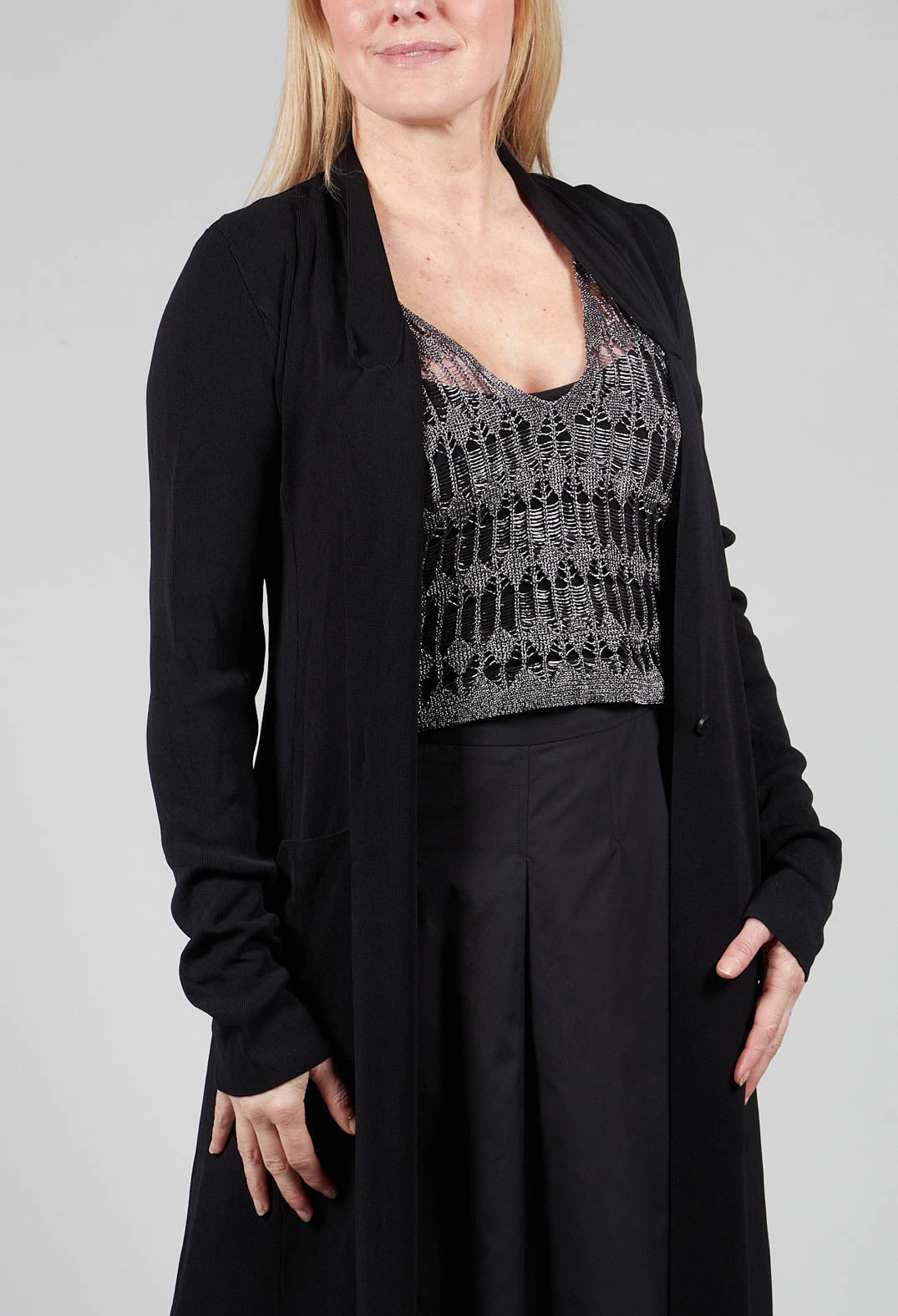 Long Knit Cardigan in Black