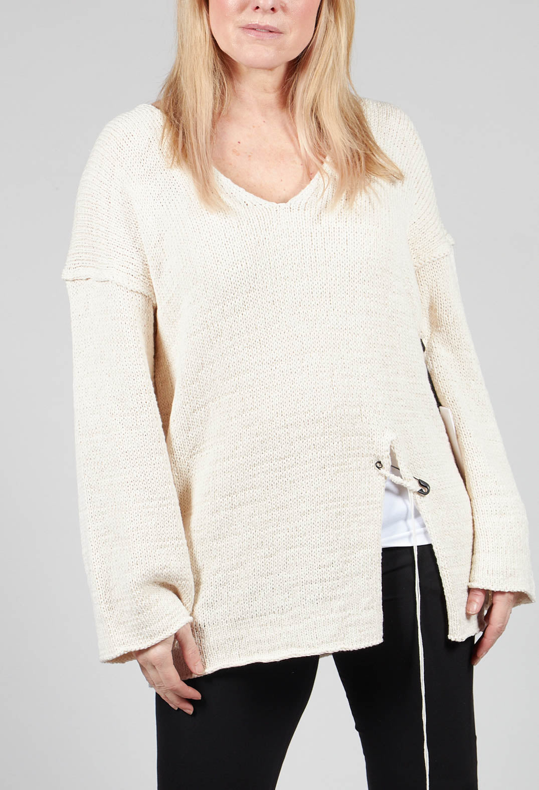 Soft V Neck Knit in White