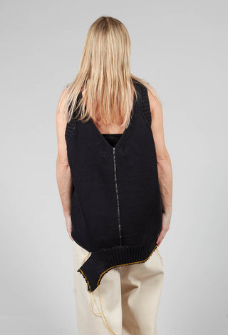 V Neck Vest in Black