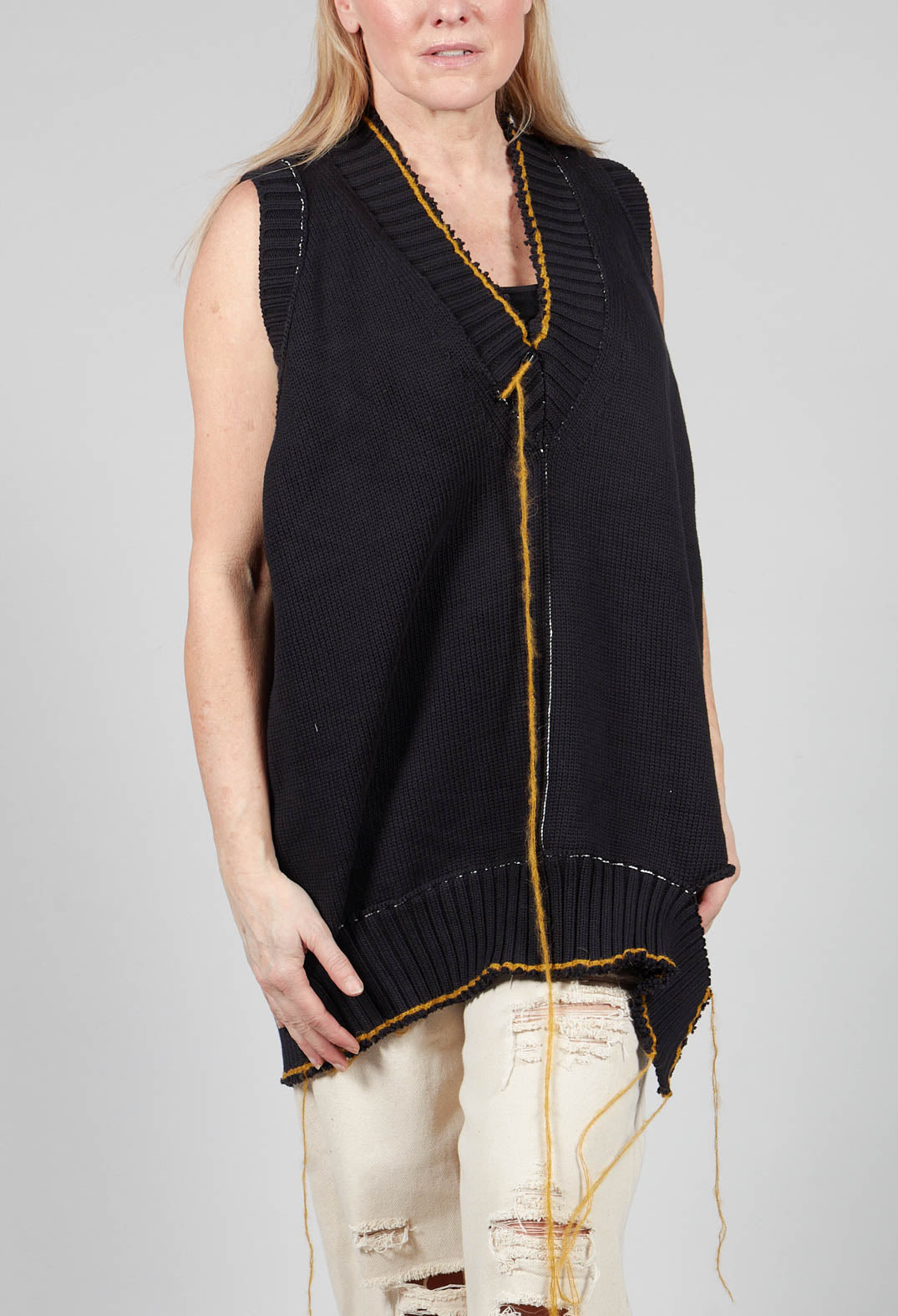 V Neck Vest in Black