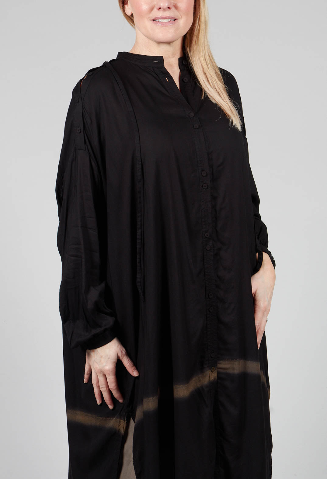 Longline Shirt Dress in Black