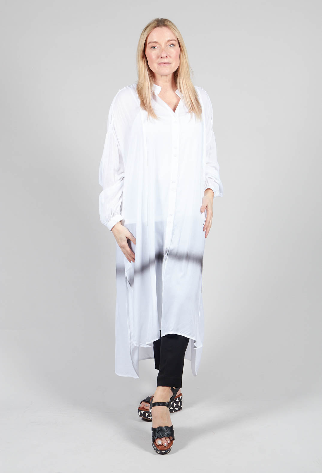 Longline Shirt Dress in White