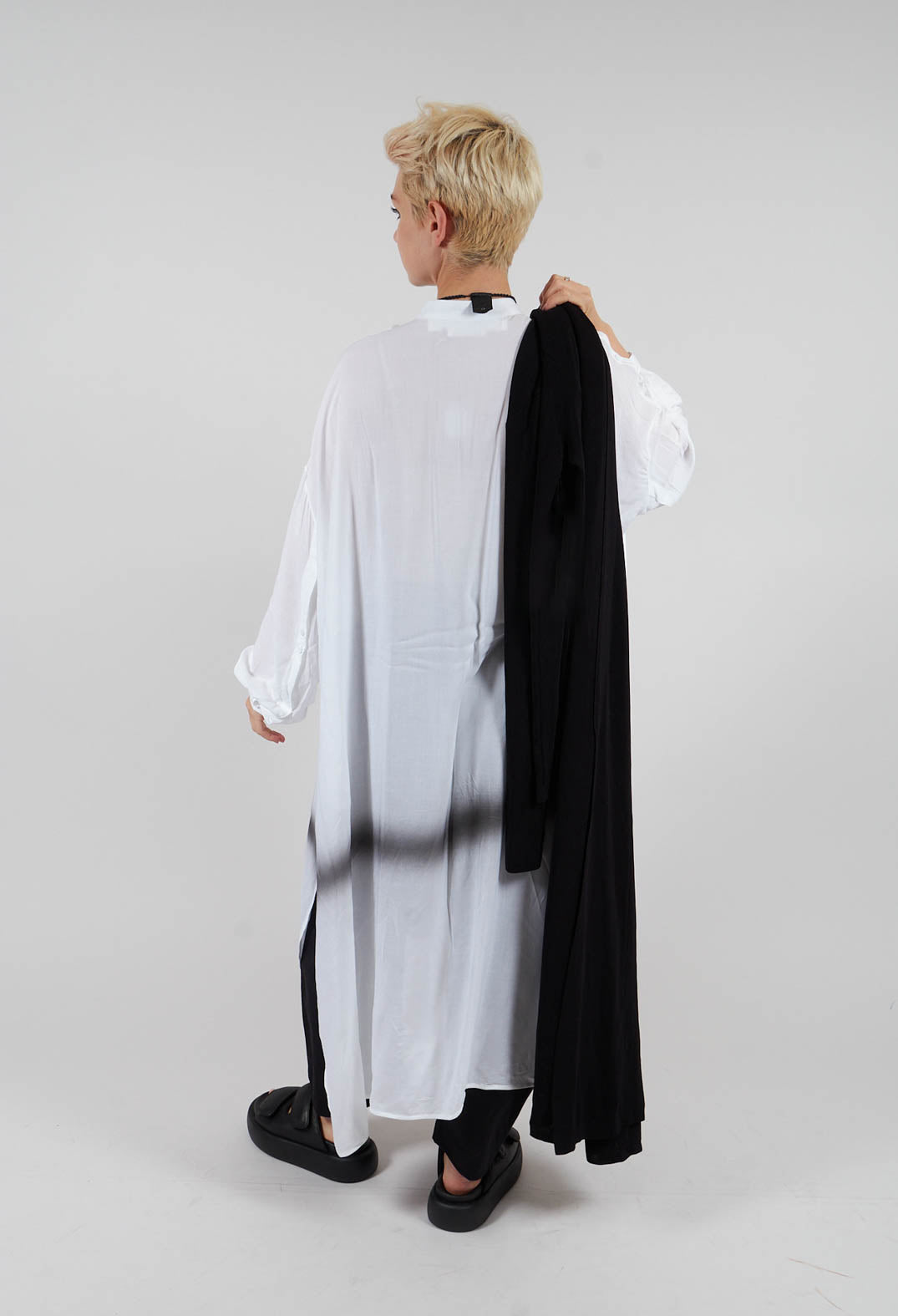 Longline Shirt Dress in White