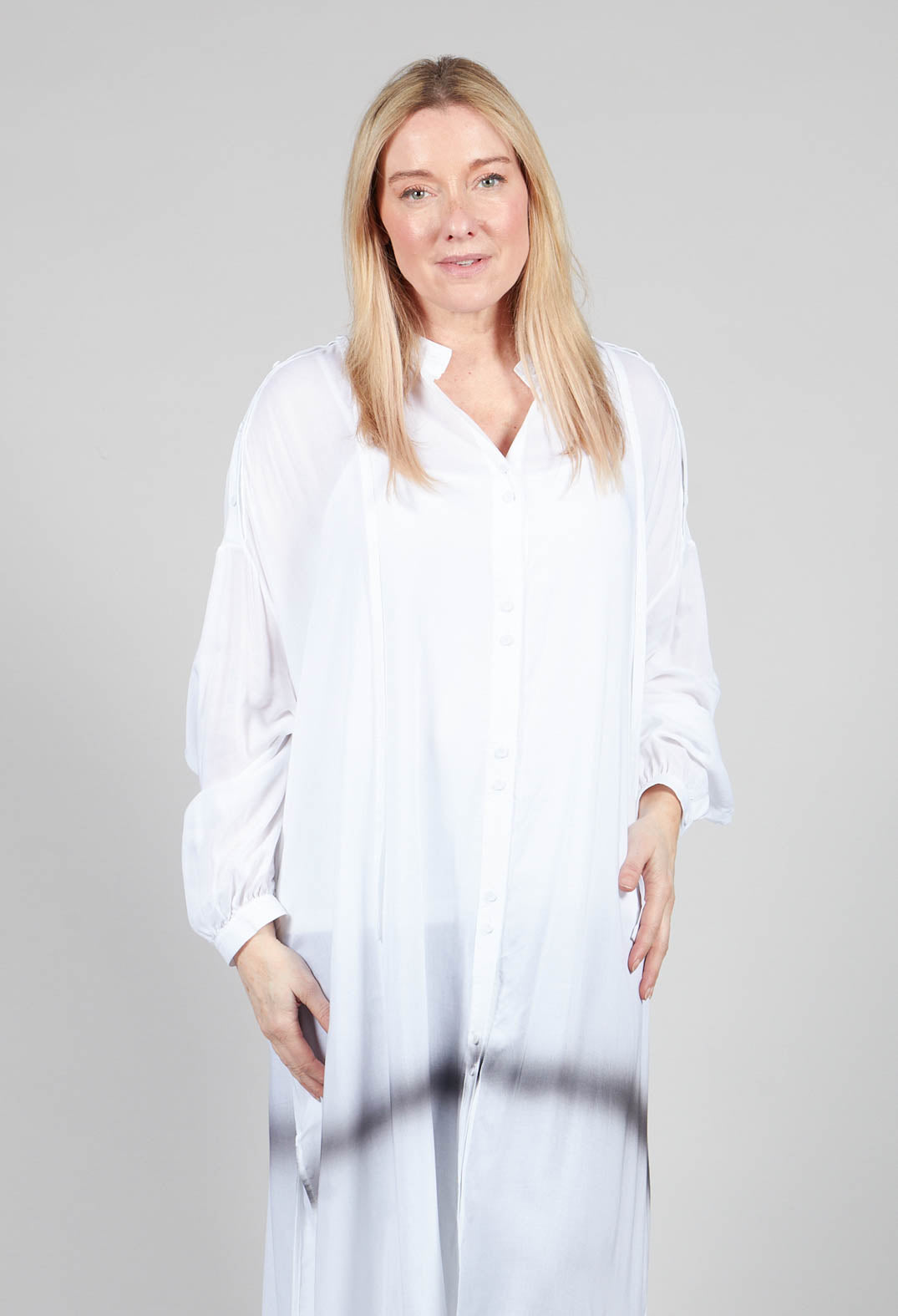 Longline Shirt Dress in White