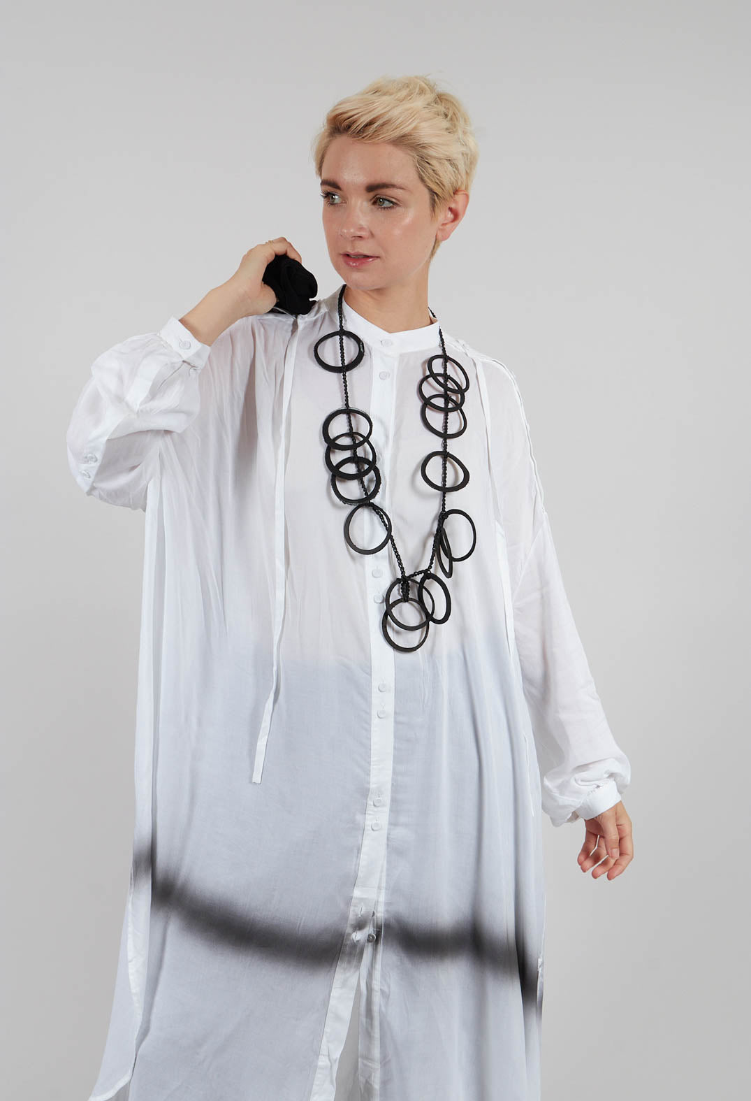 Longline Shirt Dress in White