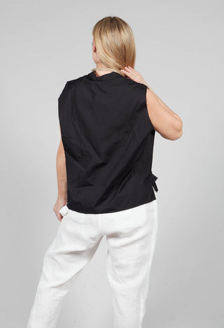 High Collar Sleeveless Shirt in Black