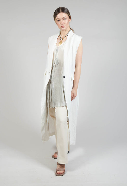 Longline Linen Waistcoat in White