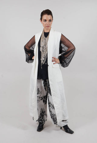 Longline Linen Waistcoat in White