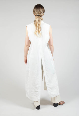 Longline Linen Waistcoat in White