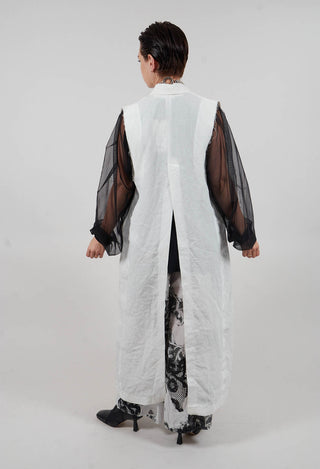 Longline Linen Waistcoat in White