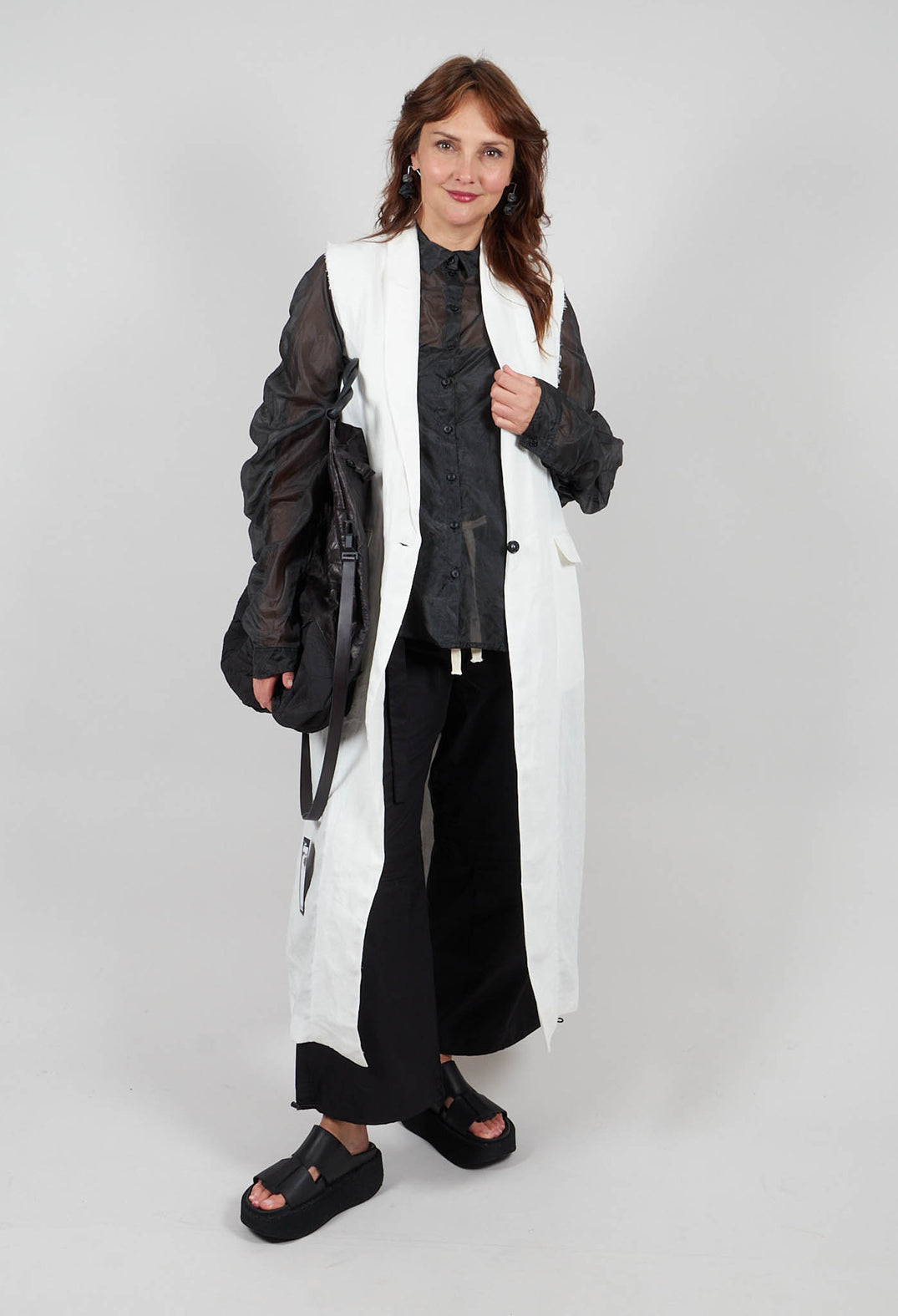 Longline Linen Waistcoat in White