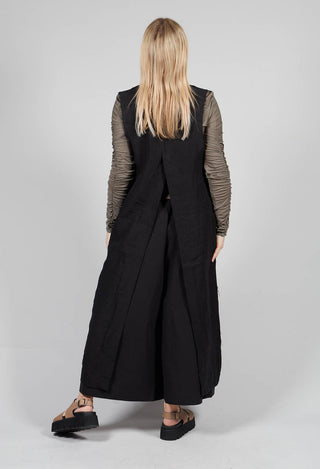 Longline Linen Waistcoat in Black