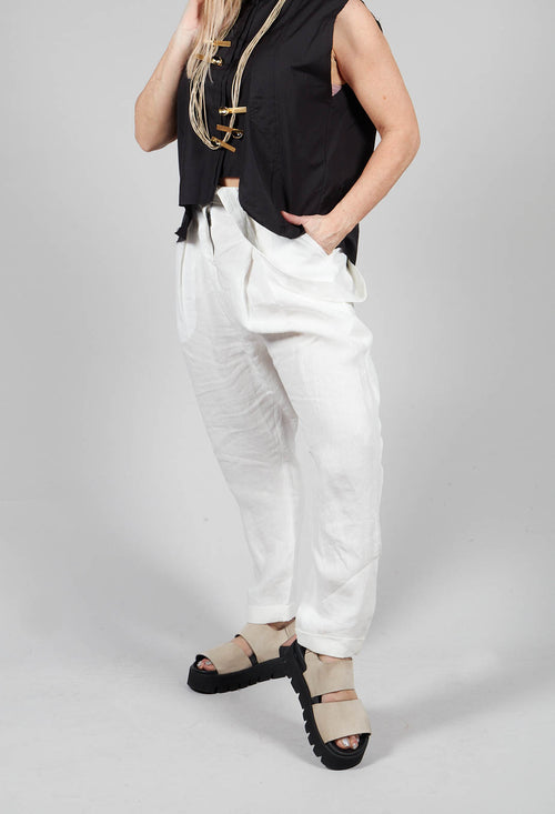 Slim Leg Trousers with Braces in White