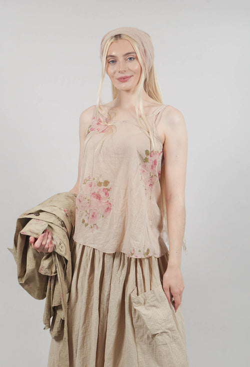 Basic Top in Pink Floral Print