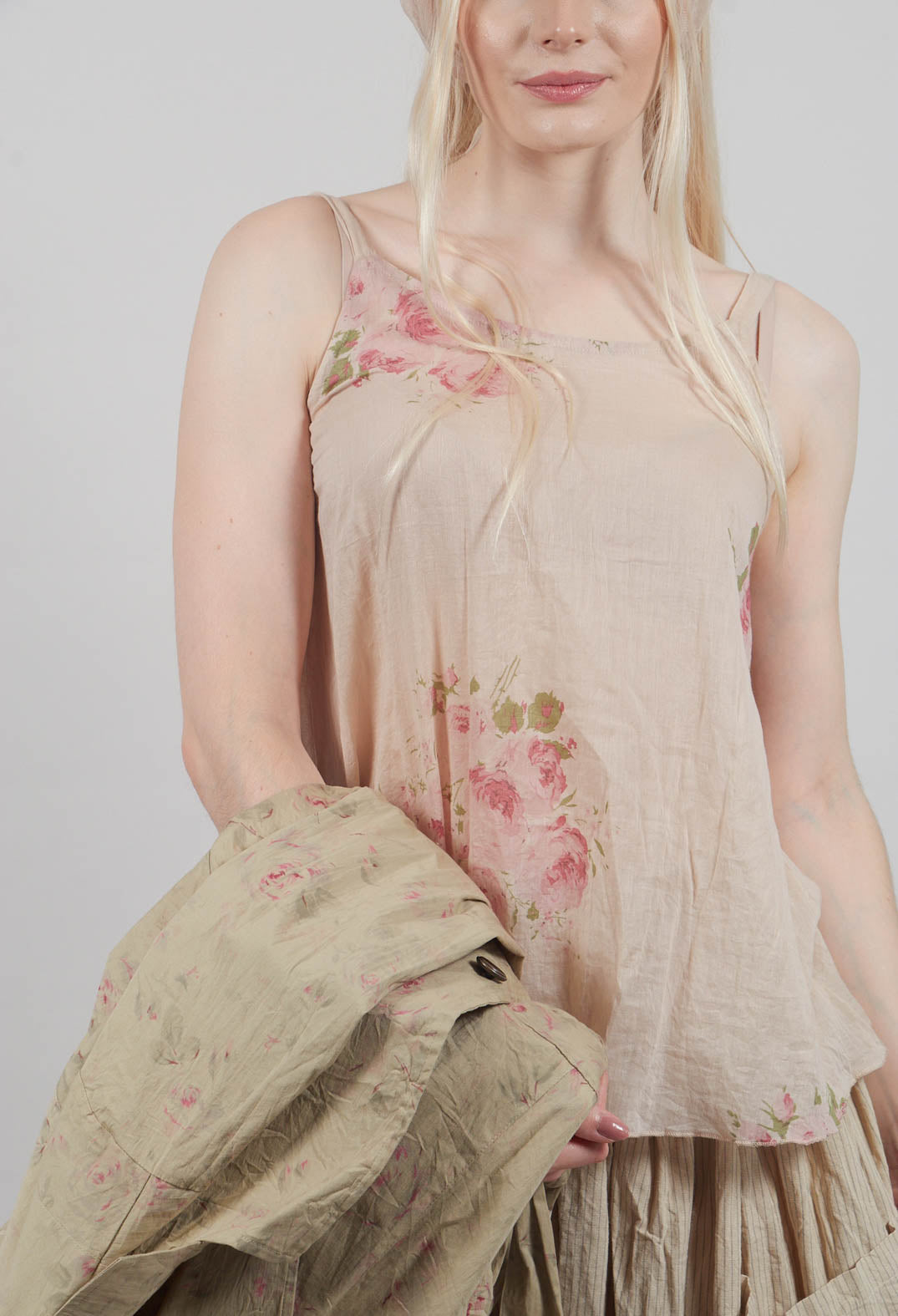 Basic Top in Pink Floral Print