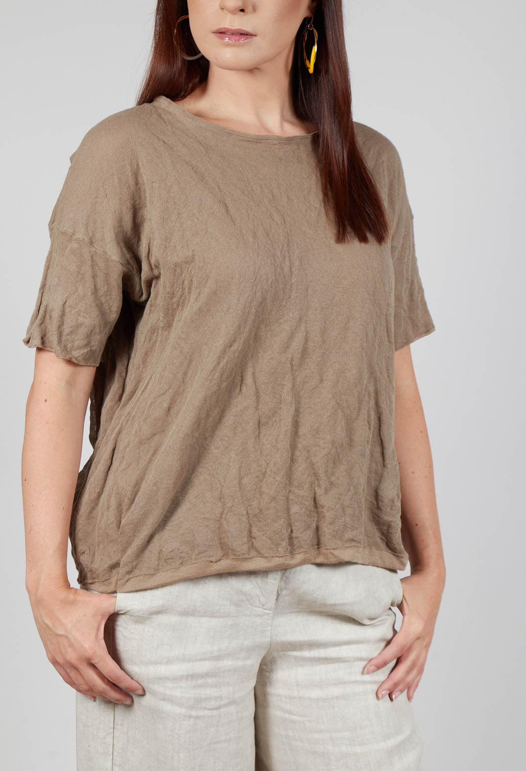 Short Sleeved Jumper in Taupe