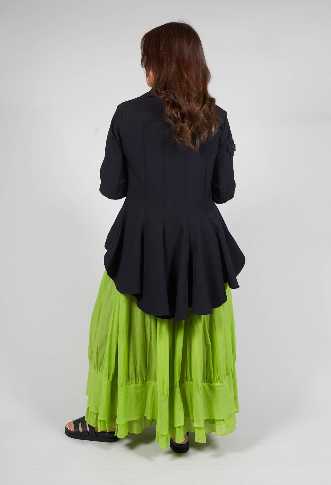 Tiered Long Skirt in Electric Green