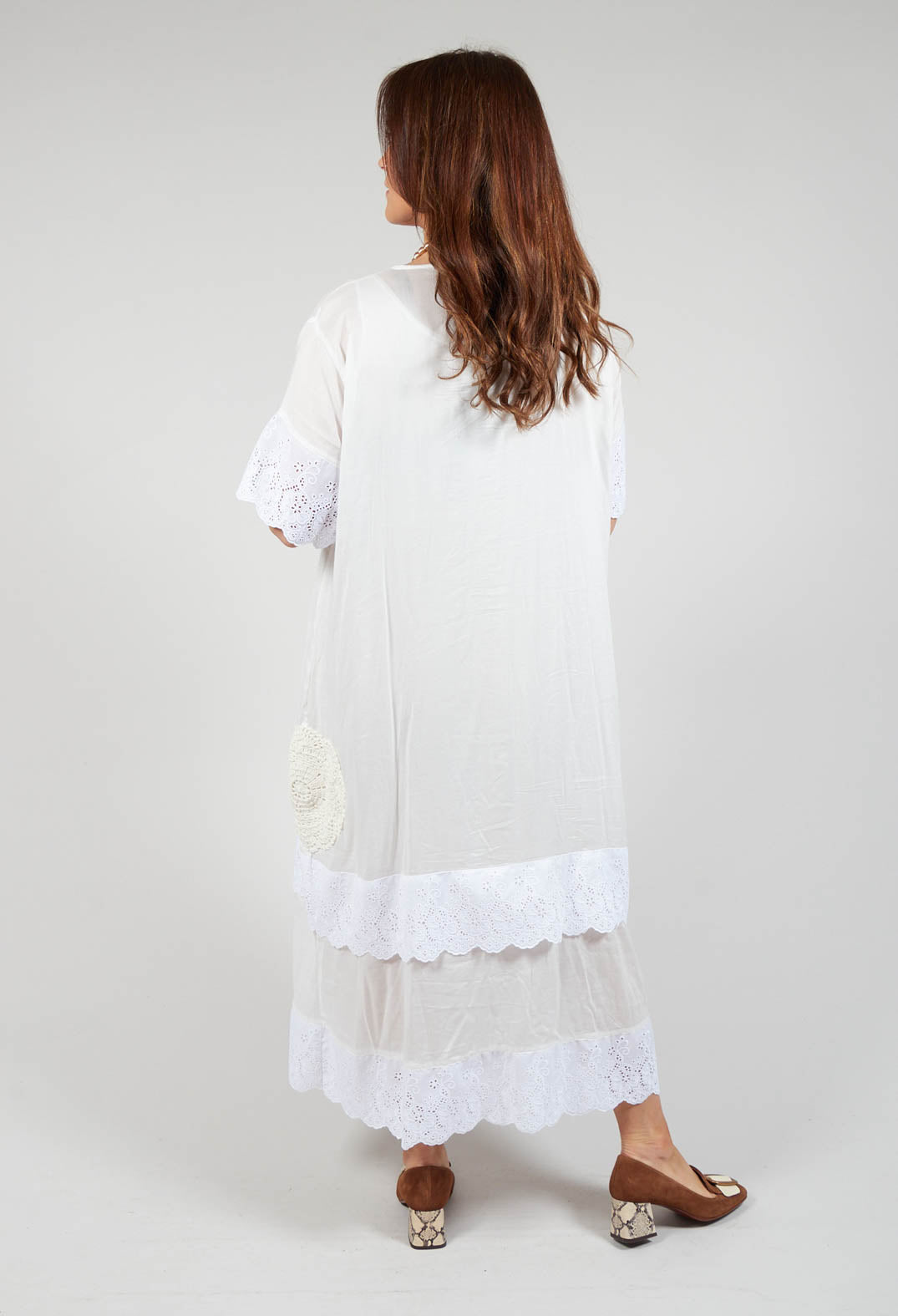 Crochet Detail Dress in White