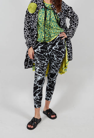 Ankle Cropped Leggings in Black with White Print