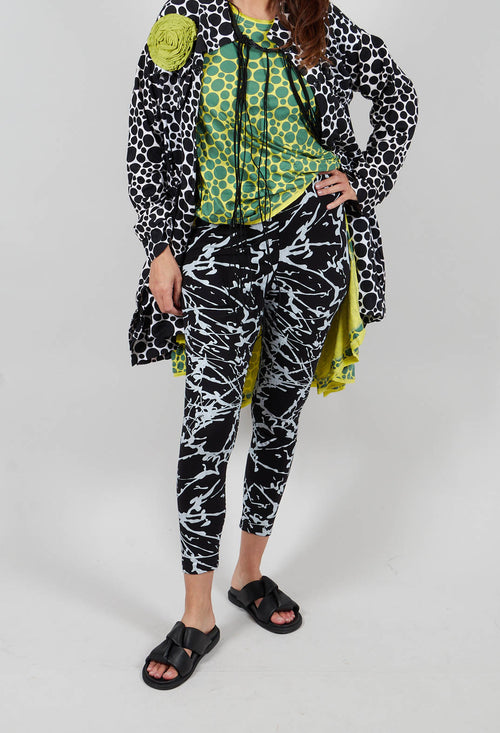 Ankle Cropped Leggings in Black with White Print