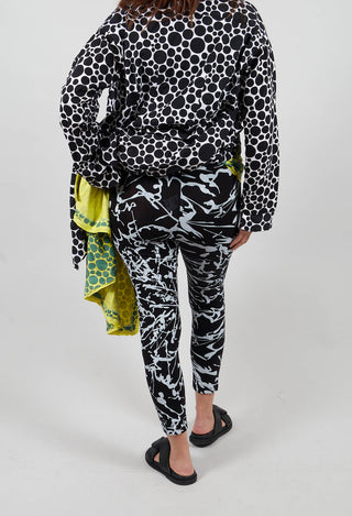 Ankle Cropped Leggings in Black with White Print