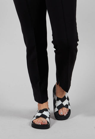 Cross Strap Sandal in Black and White Check