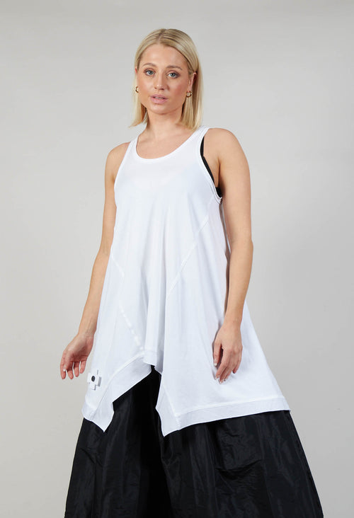 Swing Style Vest Top with Contrasting Hem in White