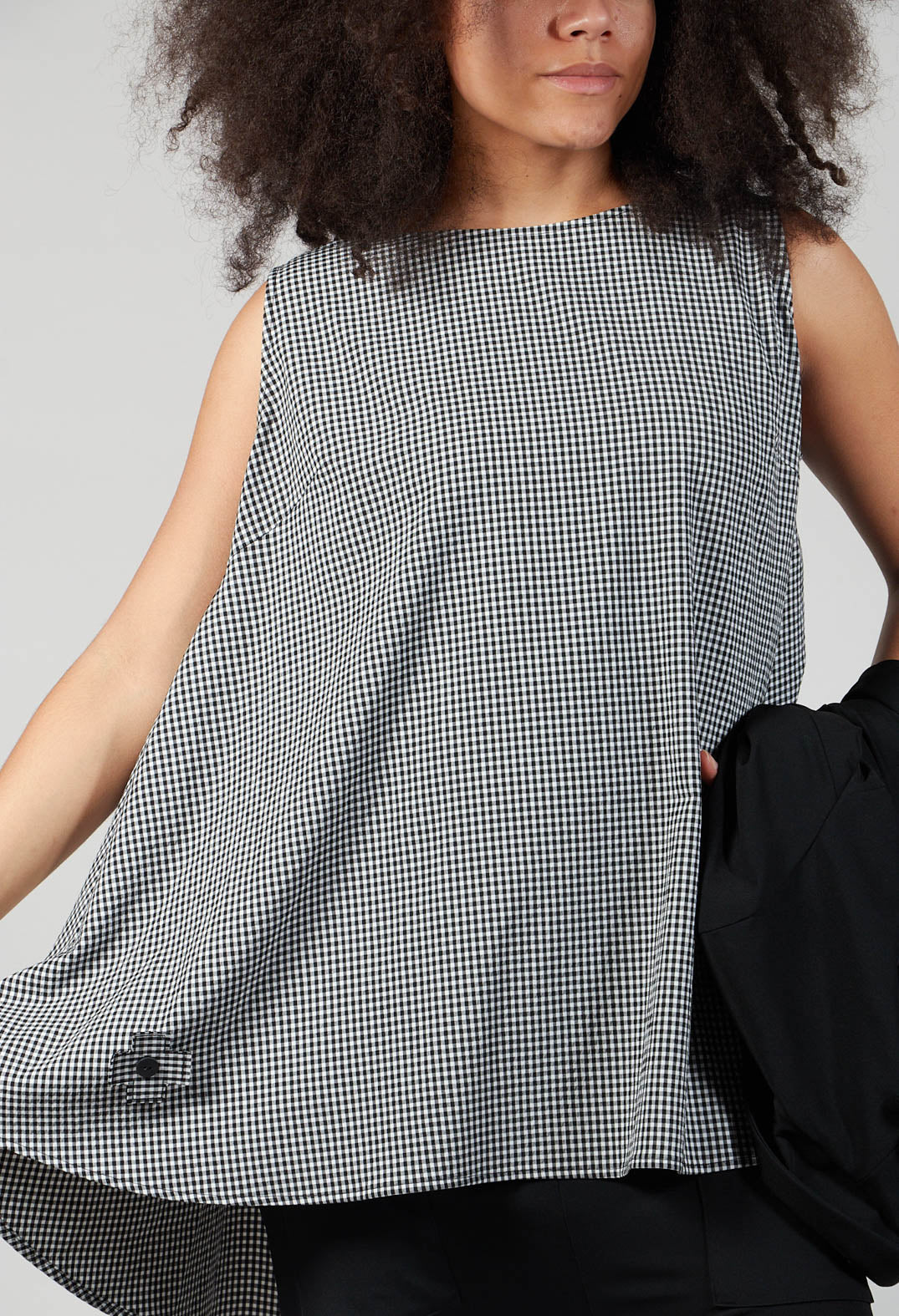 Swing Style Sleeveless Top in Black and White Check