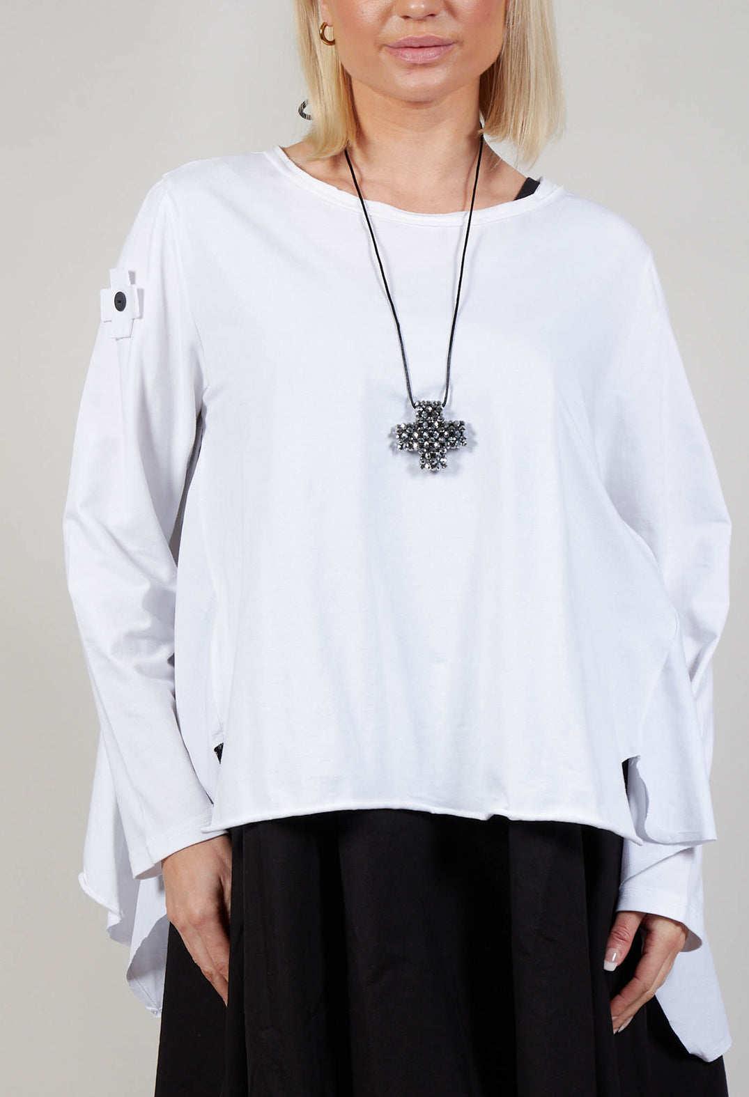Long Sleeve Loose Fit Jersey T Shirt in White